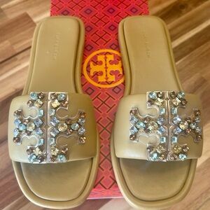 Tory Burch Tan leather slide sandals